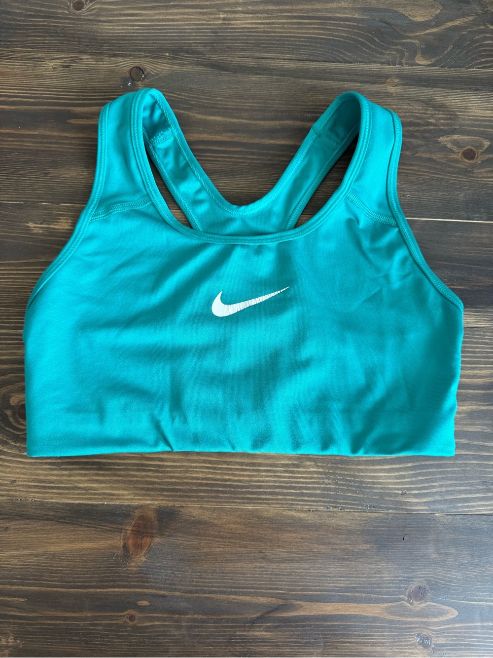 Nike Women's Turquoise Racerback Sports Bra with White Swoosh